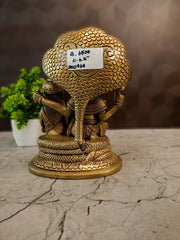 Handcrafted Brass Vishnu Lakshmi on Sheshnag | Maha Vishnu Idol on Snake for Vastu
