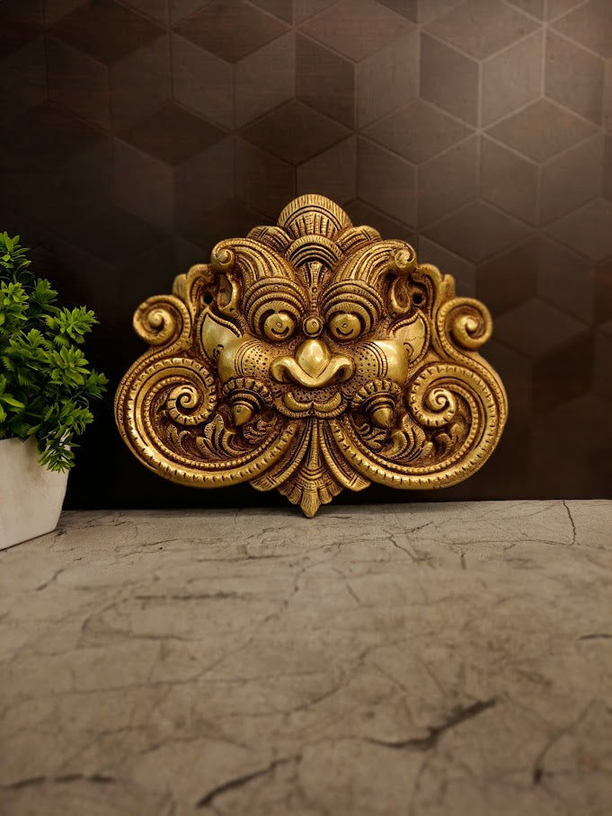 Small Premium Brass Yazhi Wall Mount | Mythical Temple Yali Protector for Door & Vastu