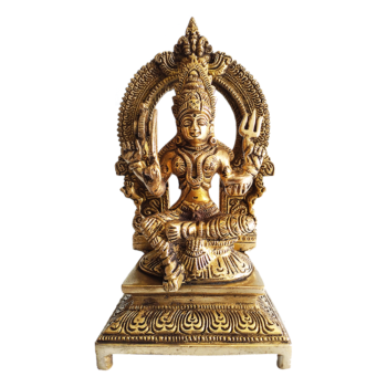 Devotional Goddess Durga Brass Sculpture 7.5"