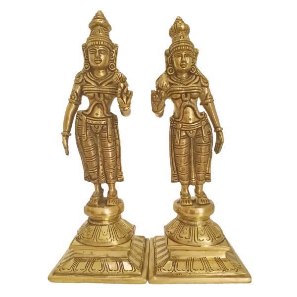 Brass Pair Of Devi's God Statues 10"