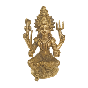 Goddess Regilious Brass Durga Holding A Pot Statue 9"