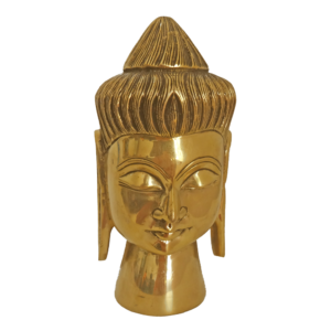 Handcrafted Meditating Brass Buddha Face Statue 8"