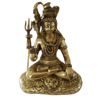 Lord Shivan Sitting On Lion Special Brass Statue Inches 11