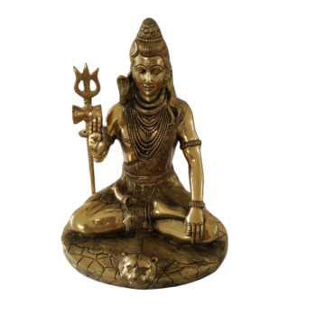 Lord Shiva Sitting On Base Brass Statue Inches 9.3