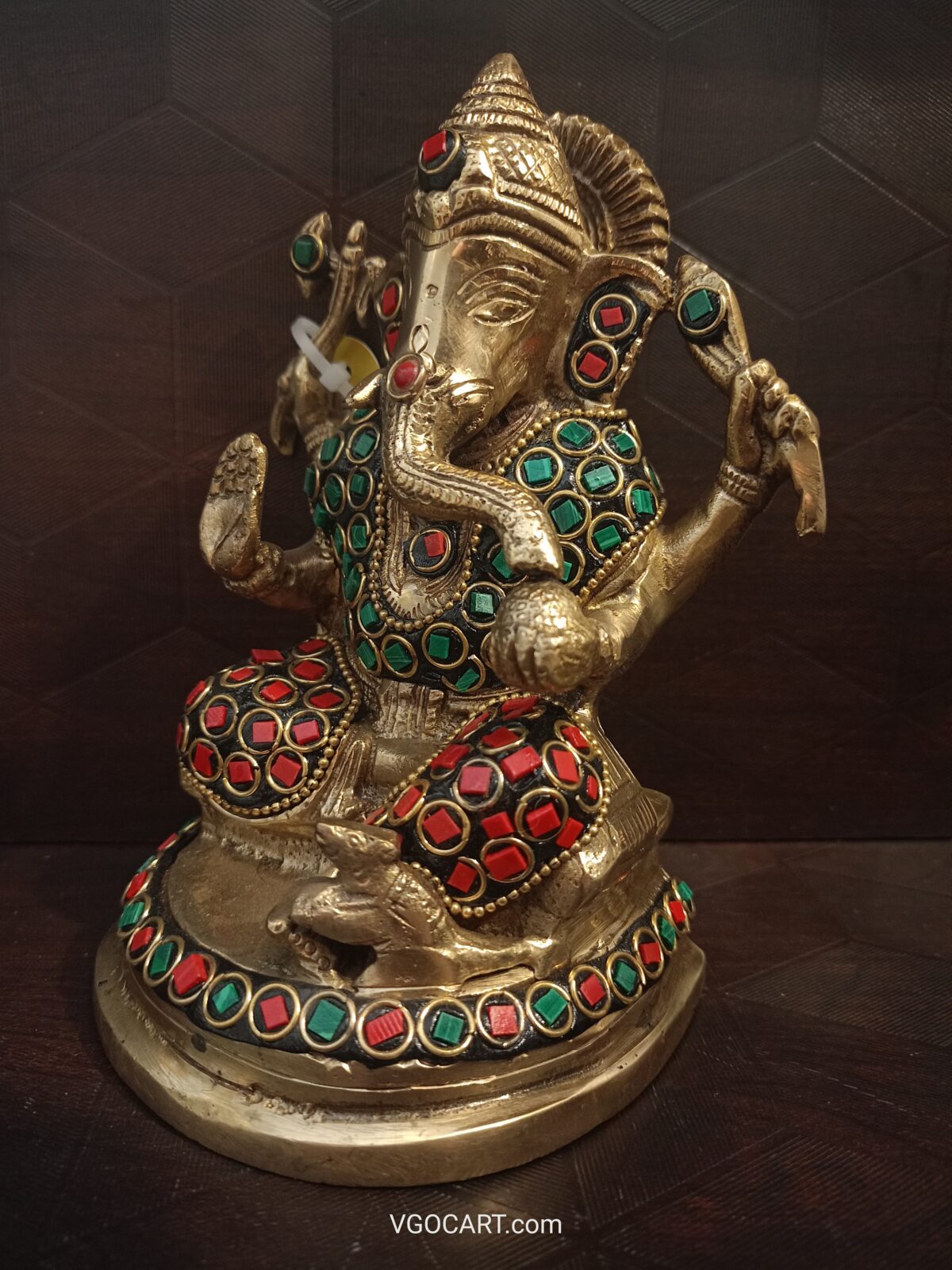 buy brass ganesha idol multicolur stone finish online coimbatore india 2 scaled