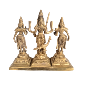 Lord Murugan Brass Statue with Valli Deivanai 6.5