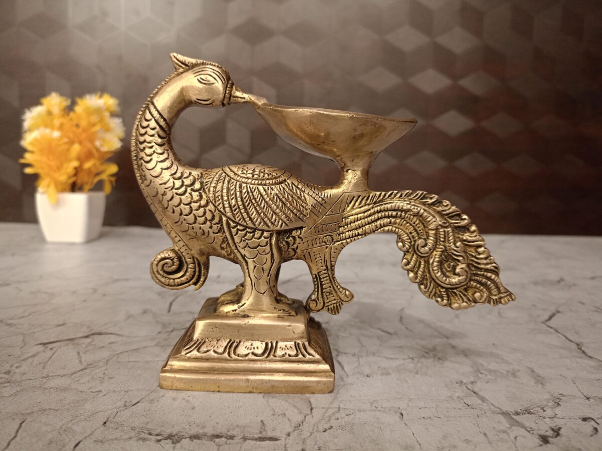 brass peacock diya pooja gift vgocart coimbatore india scaled