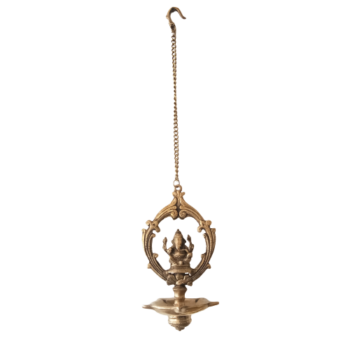 Brass Ganesha hanging diya