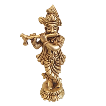 Brass Krishna Statue With Flute