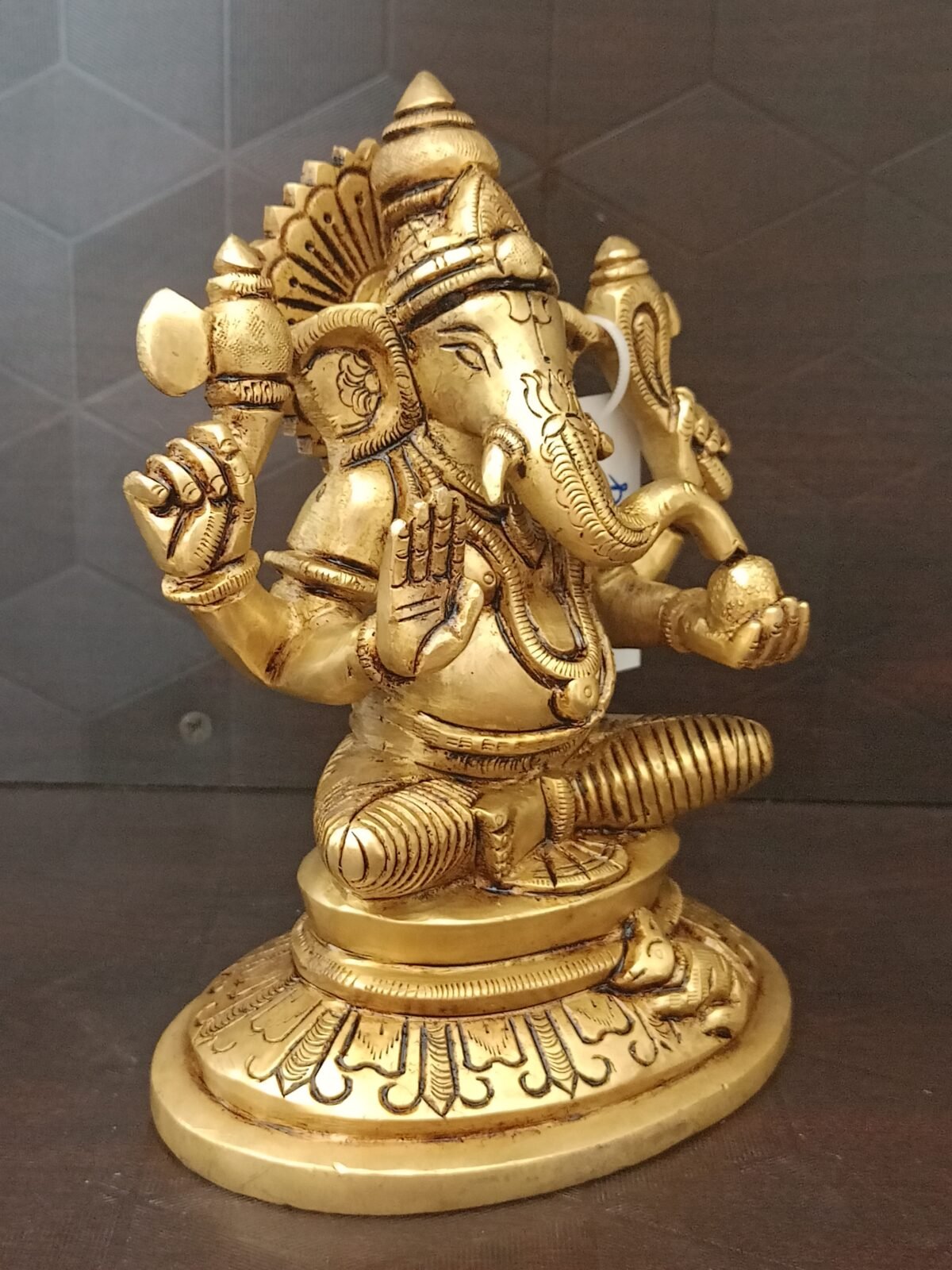 brass vinayaka idol with arch pooja home decor 4 scaled