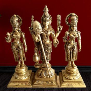Brass Raja Murugan with Vali and Deivanai