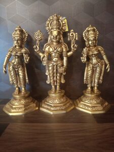 Brass Perumal with Sridevi and Bhudevi