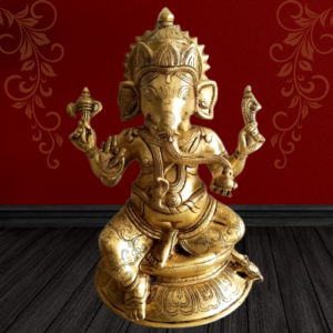 Brass Lord Ganesha Sitting Idol