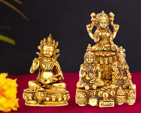 Brass Kubera and lakshmi kubera statues