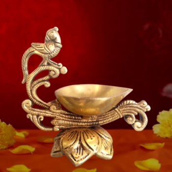 Brass Diya with Lotus Base