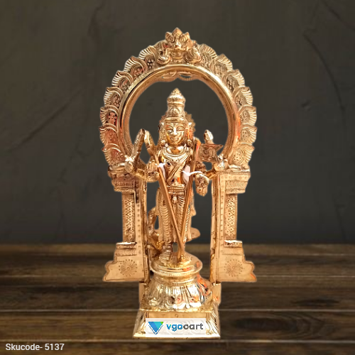 Bronze Murugan Statue With Arch and Vel Idols