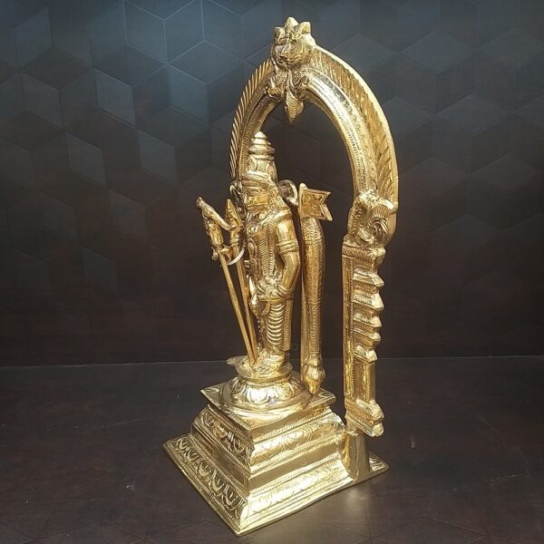 Bronze Murugan Medium Size With Arch and Vel- 12