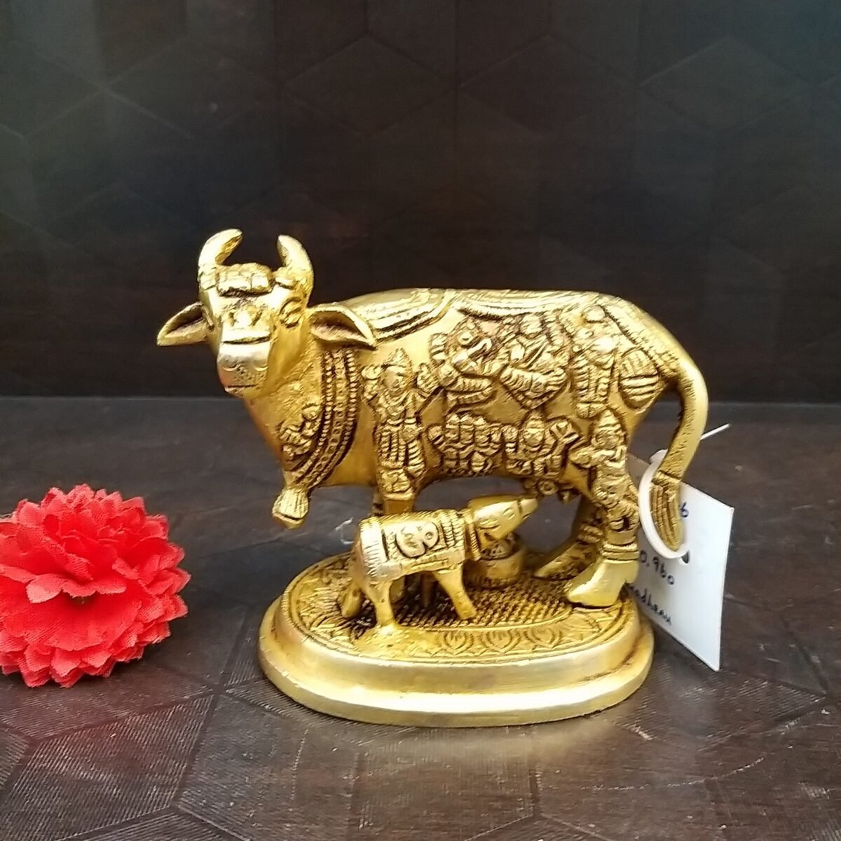 Brass Cow and Calf with Multi God Statue