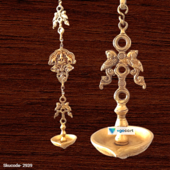 Brass Hanging Gajalakshmi Diya 1 face