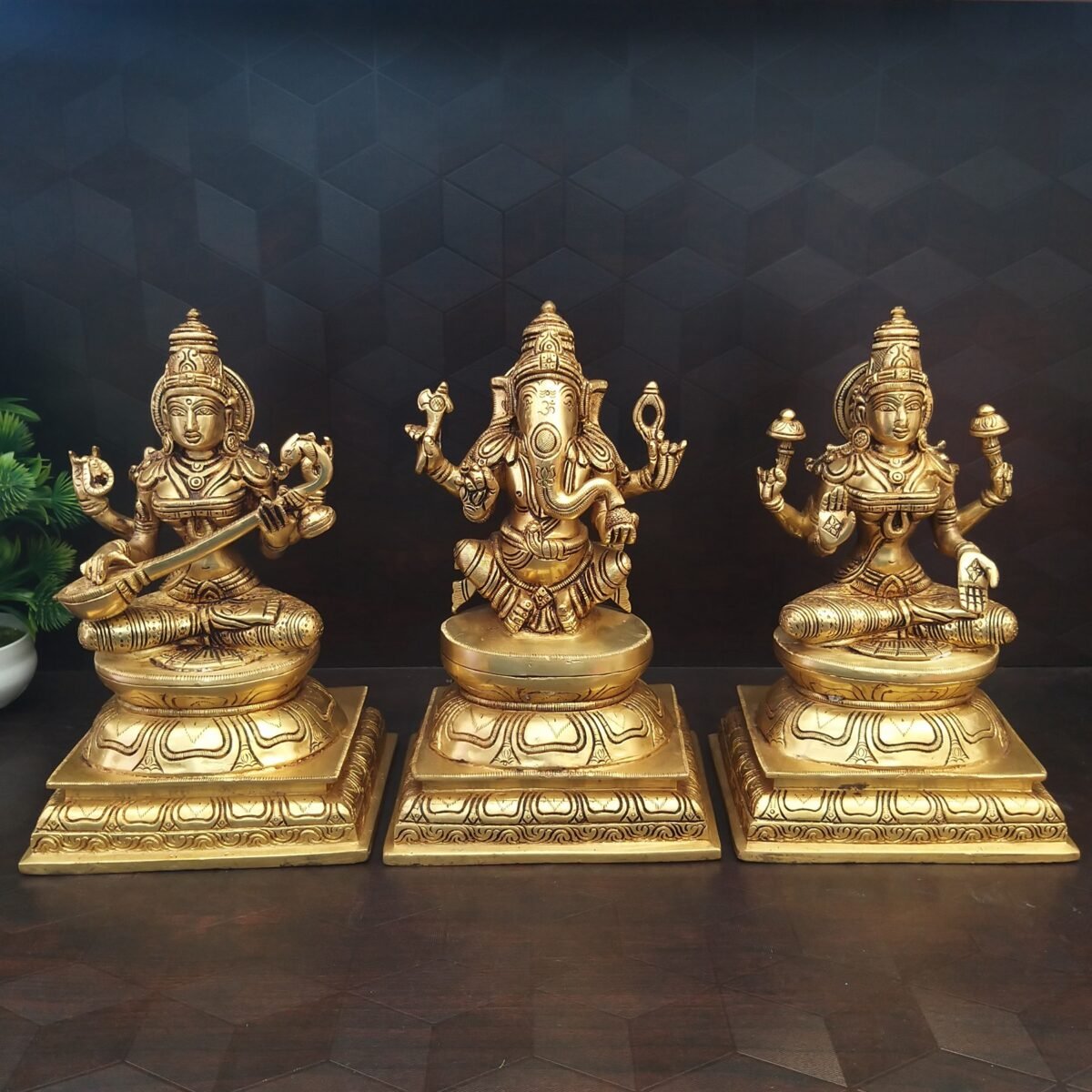 brass ganesha lakshmi saraswathi idol pooja items hindu god statues home decor gift online coimbatore