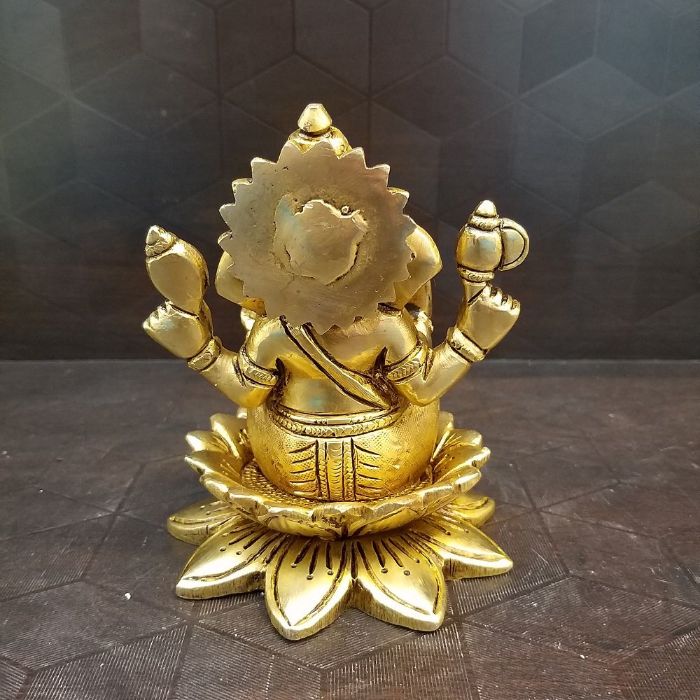 brass ganesha sitting on lotus base home decor pooja item gift buy online india 6069 3