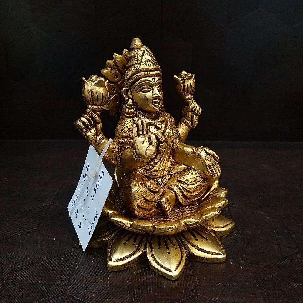 brass lakshmi on lotus idol home decor pooja items hindu god statues gift buy online india 6071 2