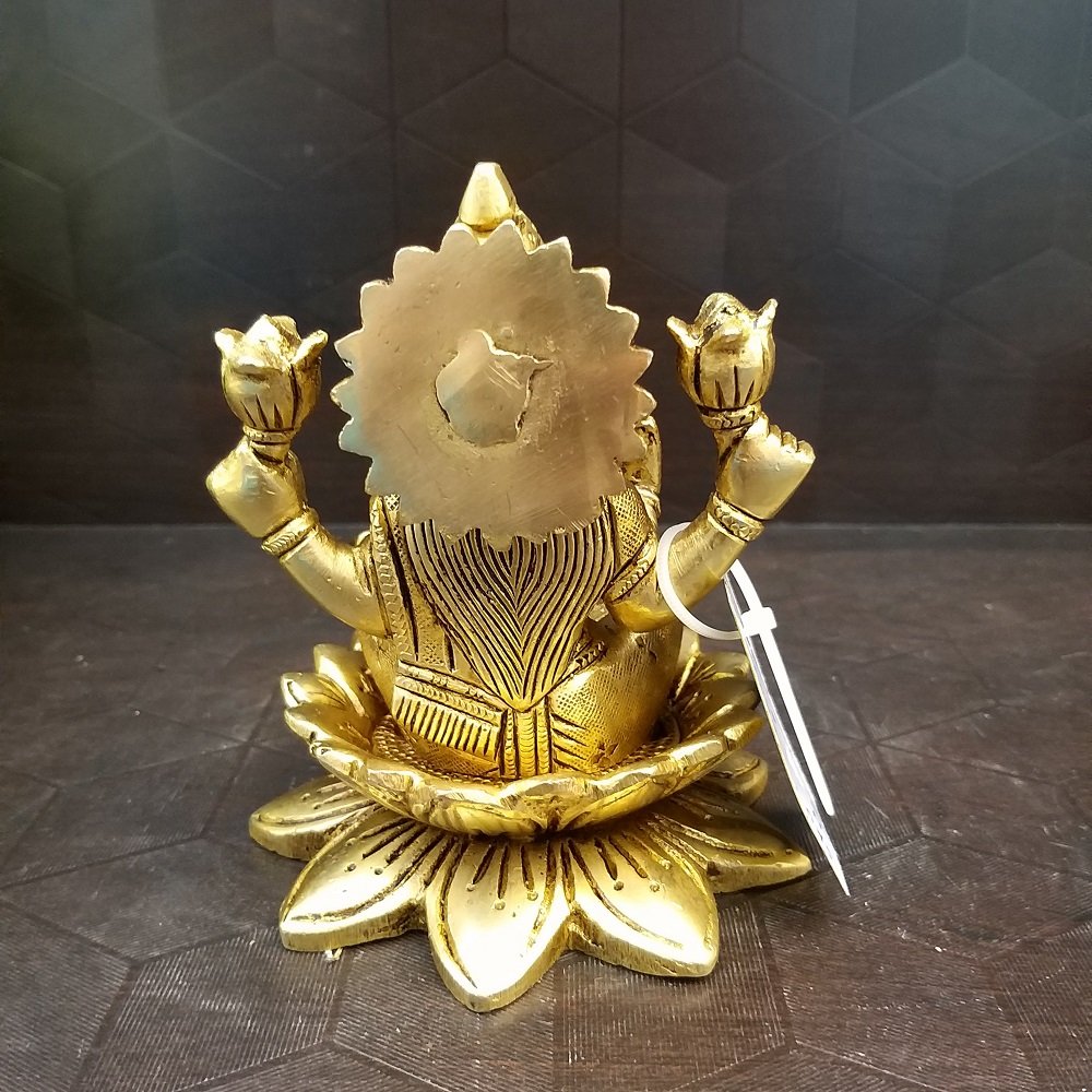 brass lakshmi on lotus idol home decor pooja items hindu god statues gift buy online india 6071 3