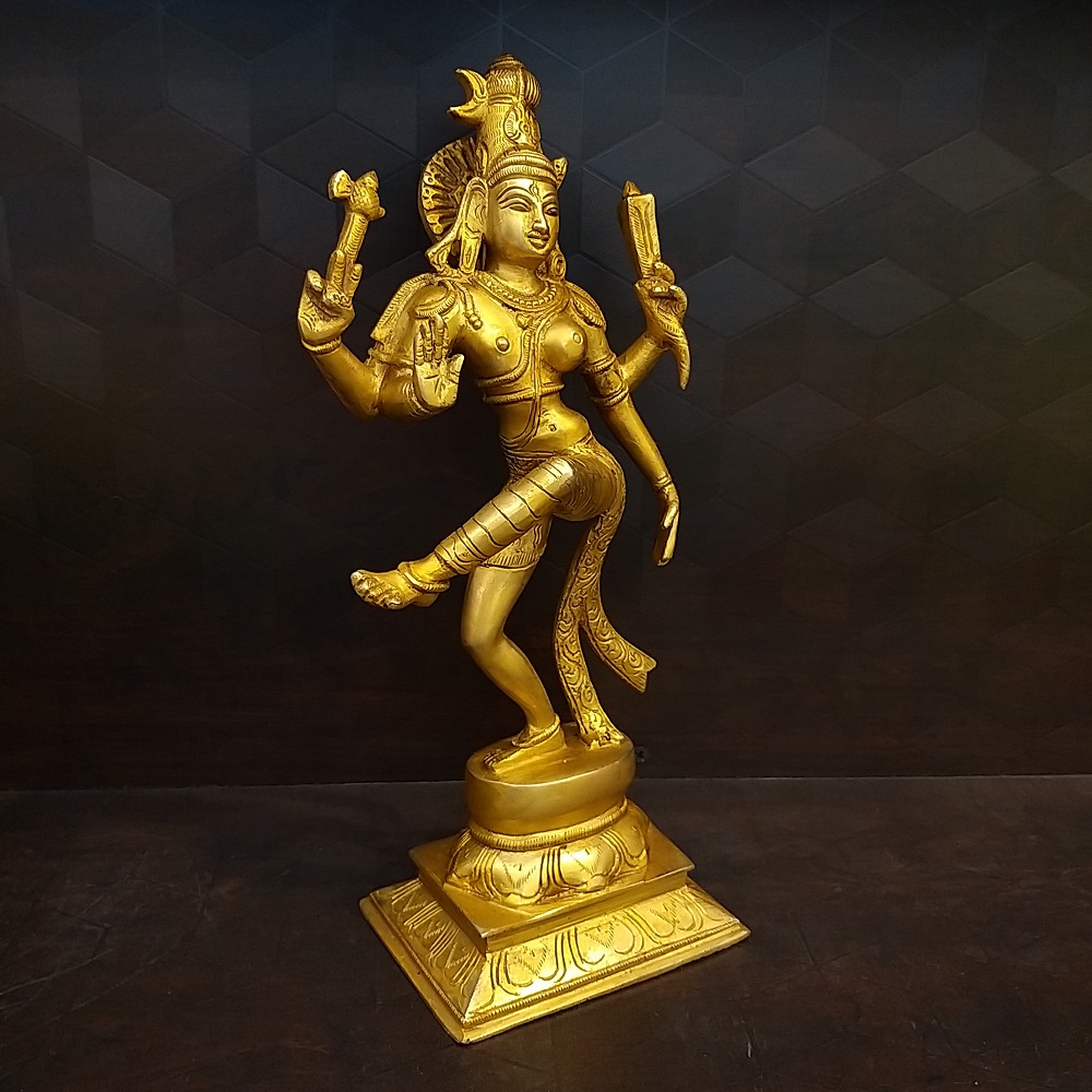 Brass Dancing Deva Statue And Peacock Figurine