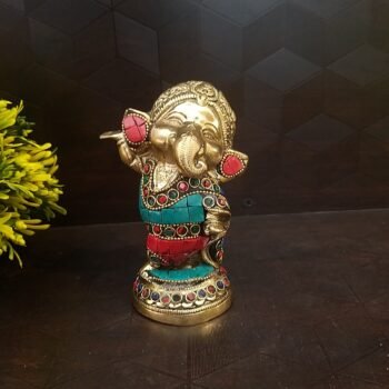 Brass Baby Ganesha With Stones
