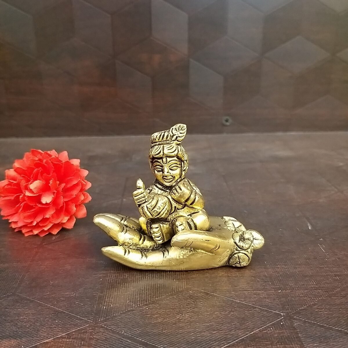 brass baby krishna sitting on hand home decor hindu god idols showpiece gift buy obline coimbatore 3 1