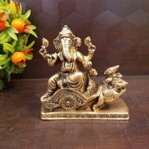 brass ganesha on rat cart idol home decor pooja items hindu god statues buy online india
