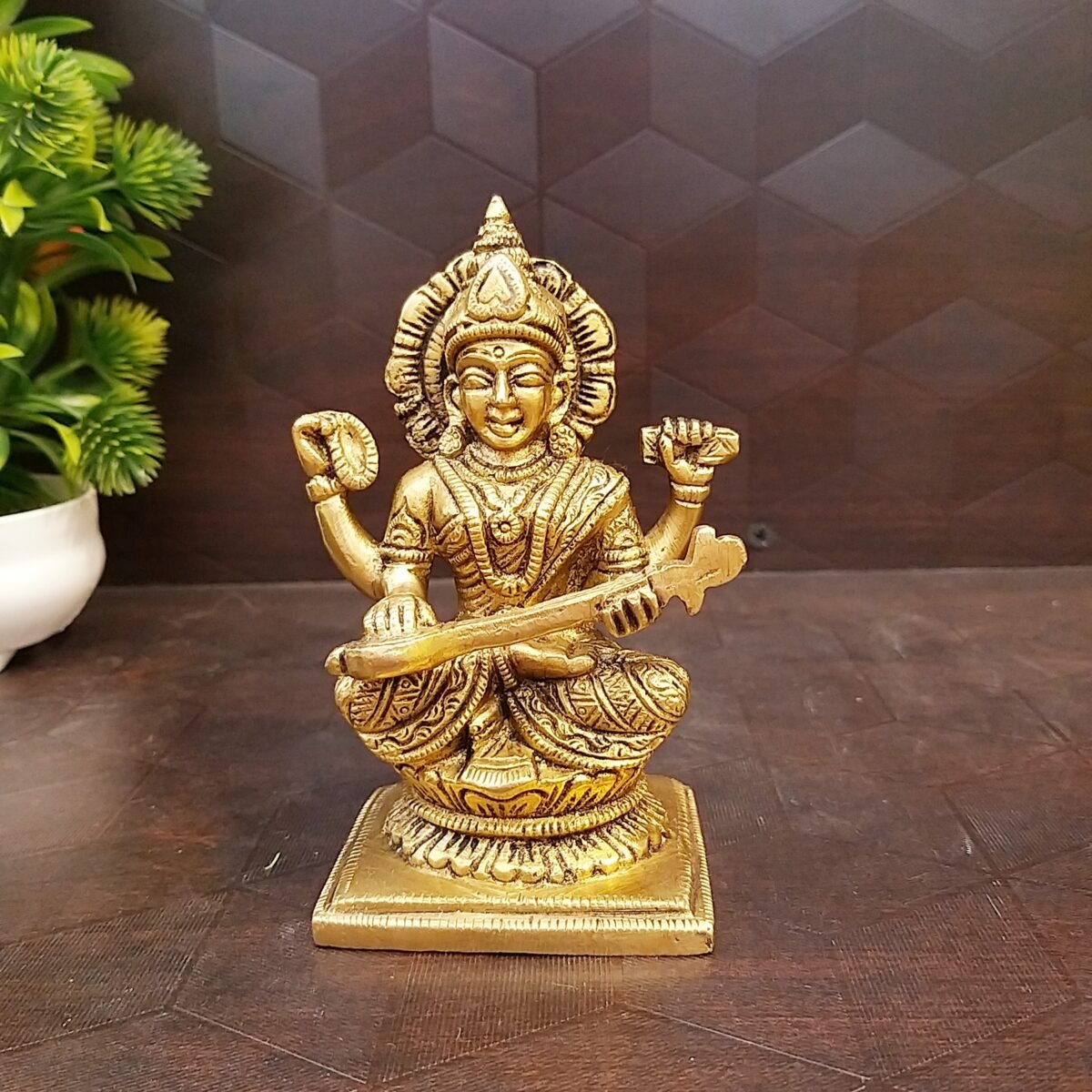 brass goddess saraswathi statues hindu god idols pooja items knowledge gift buy online india