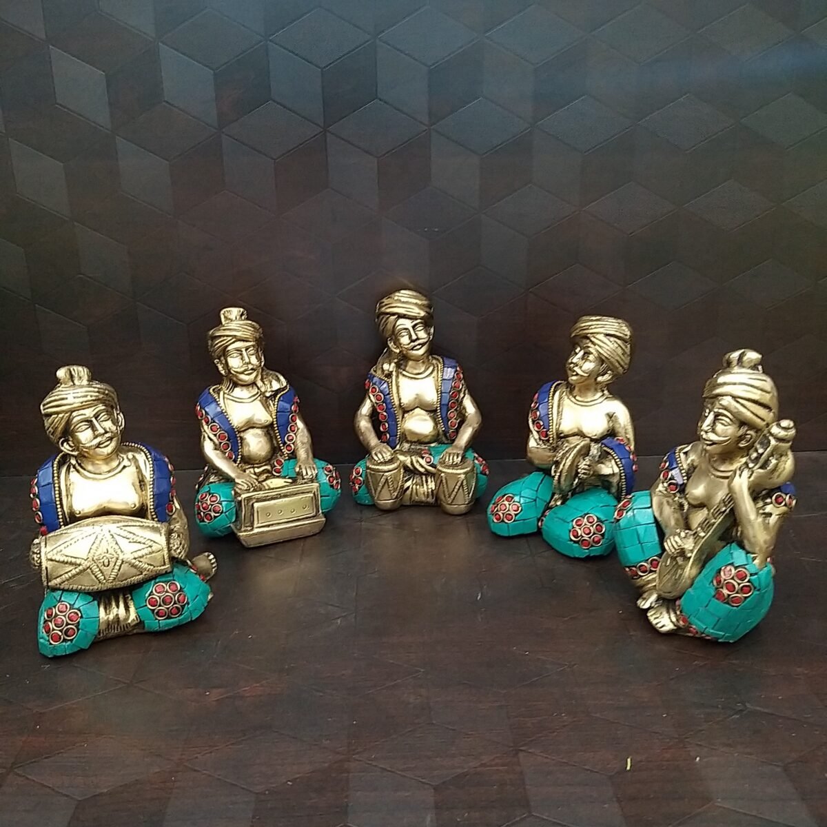 brass human musical set with color stones home decor showpiece gift buy online india 1 1