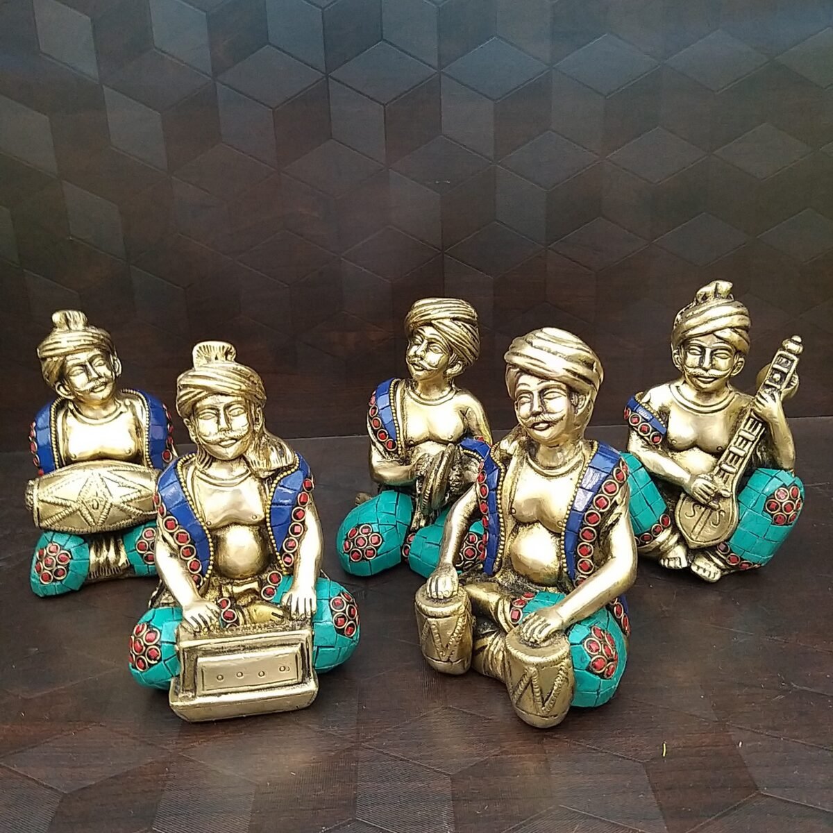 brass human musical set with color stones home decor showpiece gift buy online india 2 1