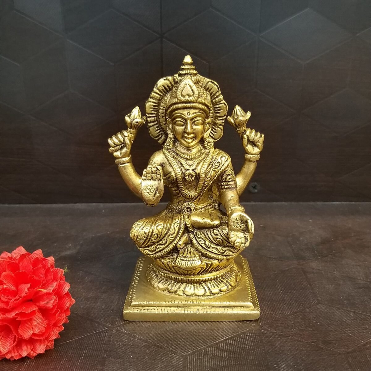 Brass Lakshmi With Plain Base Small Idol