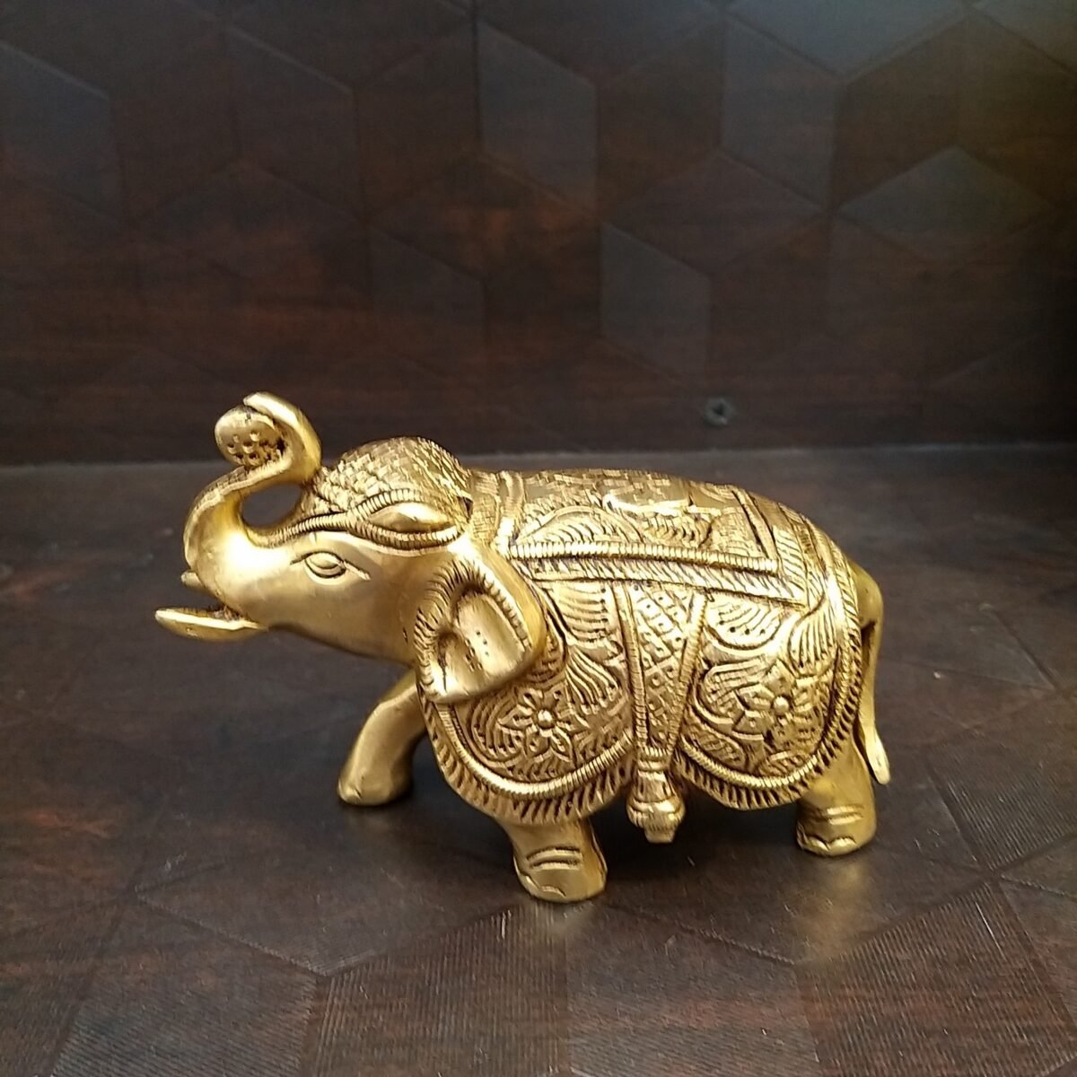 brass small elephant with flower design home decor pooja items showpiece gift buy online india 1