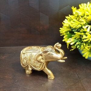 brass small elephant with flower design home decor pooja items showpiece gift buy online india