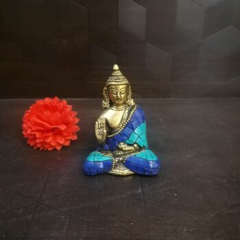 Brass Buddha In Green Finish Idol Small