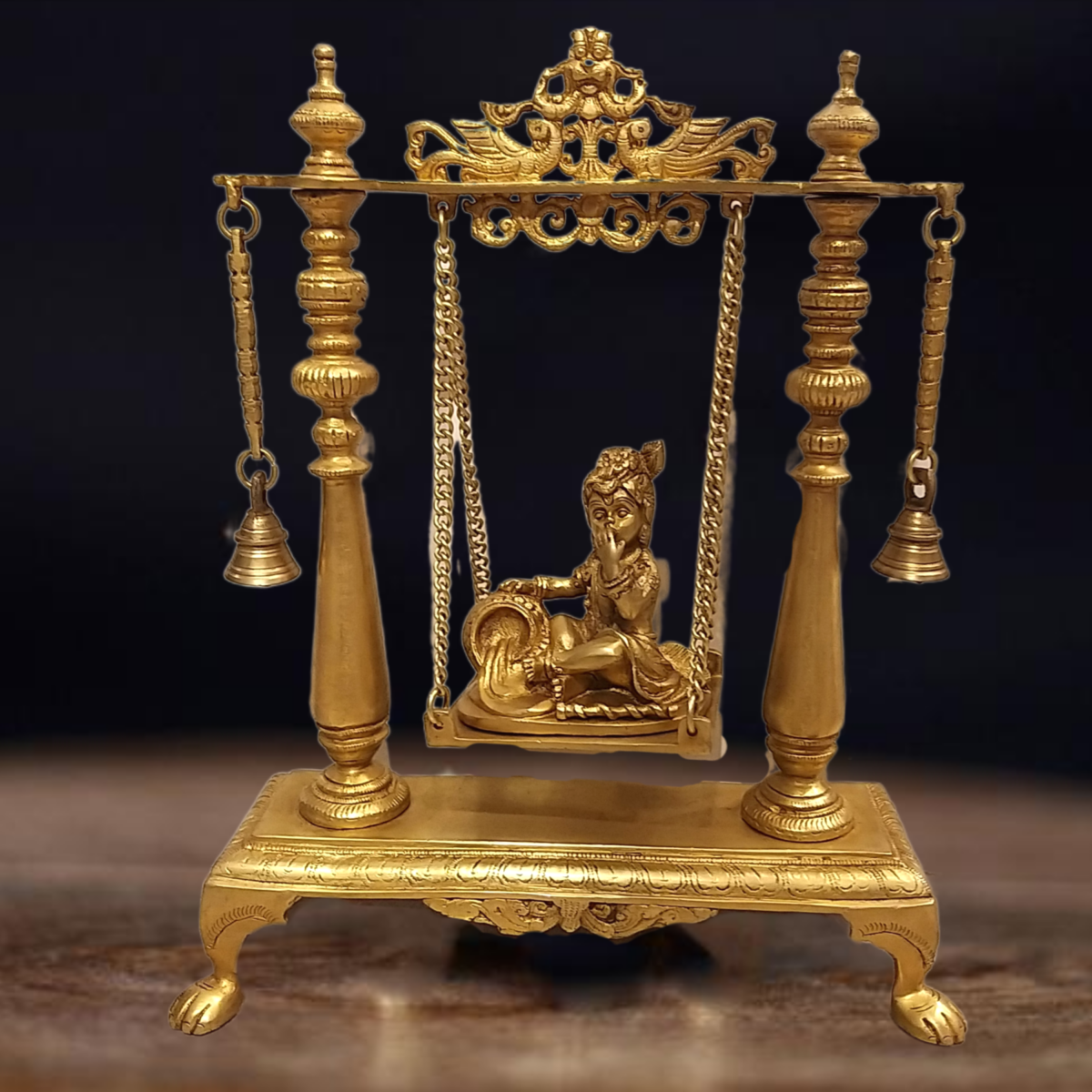 Brass Swing Krishna With Bell