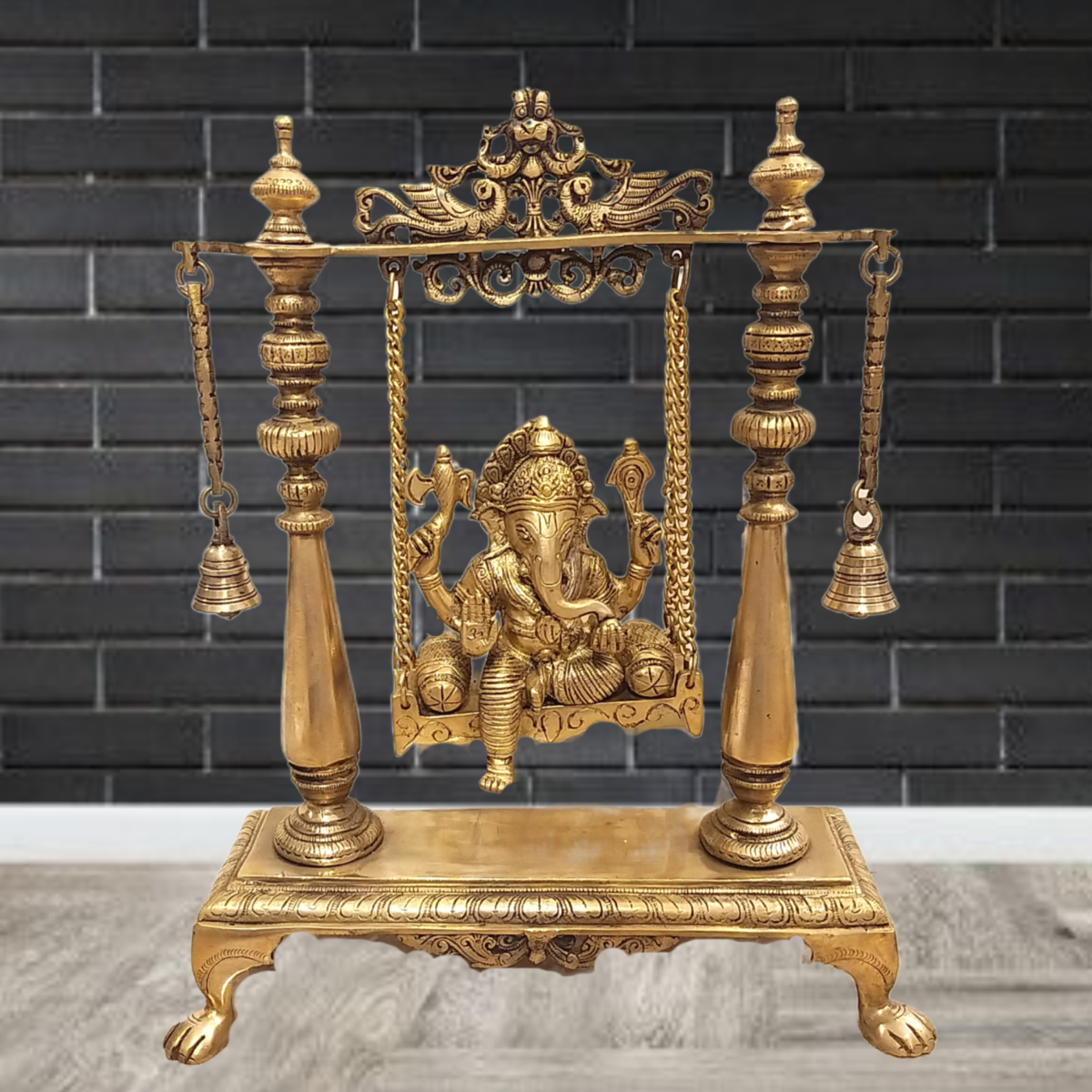 Brass Swing Ganesha with Bell