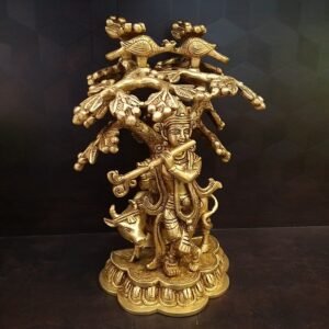 brass tree krishna with cow idol pooja items home decor hindu god idols gift buy online india 4