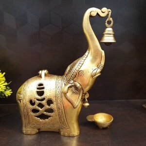 Brass Elephant Dhoop Holder With Bell