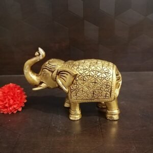 brass elephant idol with floral design home decor showpiece pooja items gift buy online india 10041
