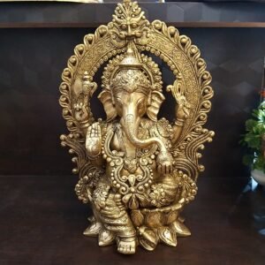 Brass Ganesha Antique Finish with Arch Idol
