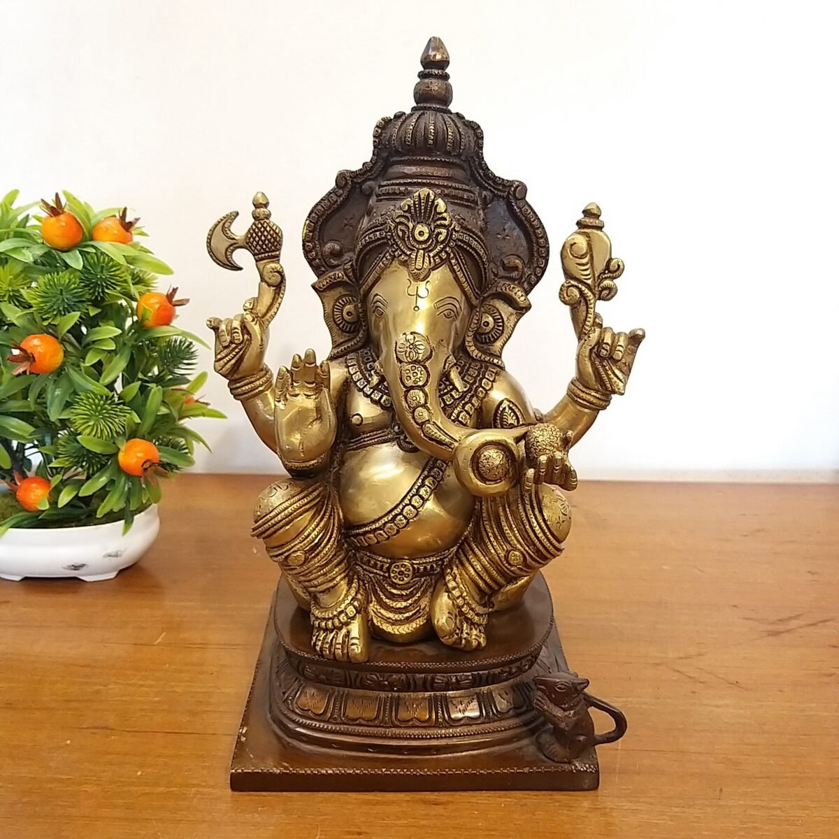 brass ganesha big idol with brown antique finish home decor hindu god idols gift buy online india 10028