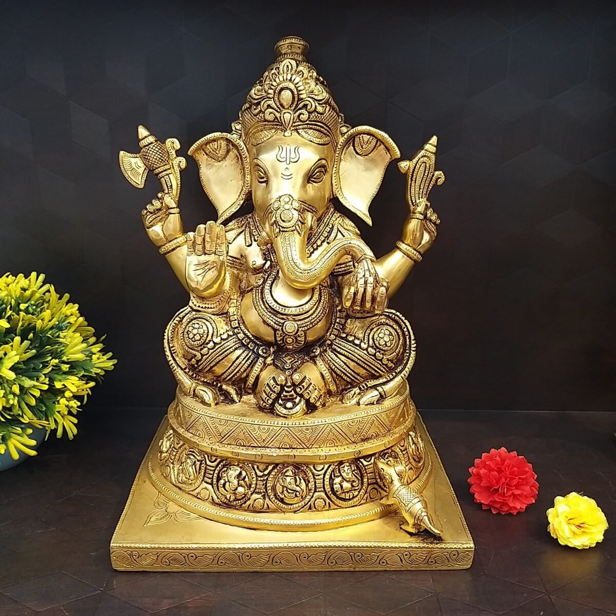 brass ganesha big with small ganesha design idol home decor pooja items hindu god statues gift buy online coimbatore 10076