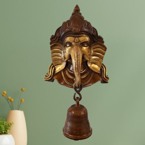brass ganesha face wall hanging with bell home decor pooja items hindu god idols gift buy online india