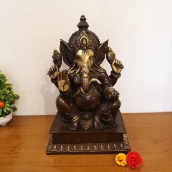 Brass Ganesha with Brown Antique Idol