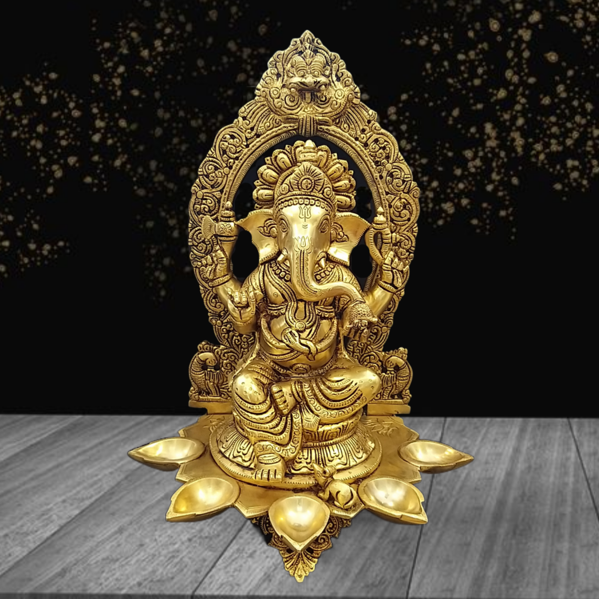 brass ganesha with diya five face home decor pooja items hindu god statues gift buy online india 10079