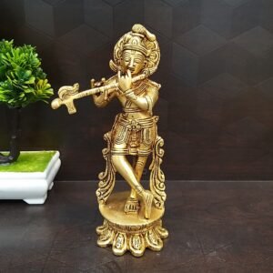 brass krishna idol with lotus base home decor showpiece hindu god idol pooja items gift buy online india 10047